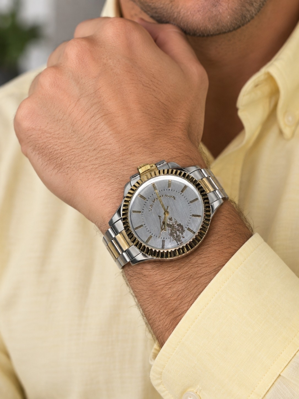 US Polo Association Two-Tone Silver and Gold Metal Watch